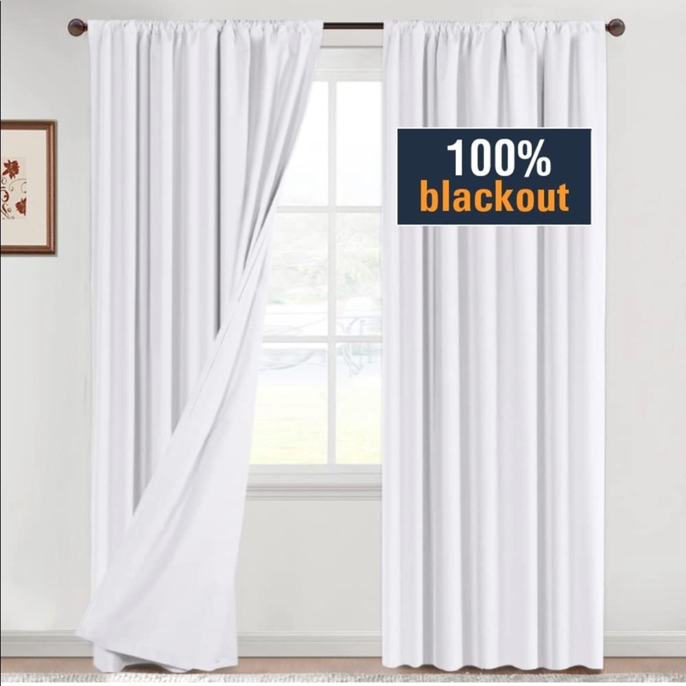 Never used 100% blackout white curtains